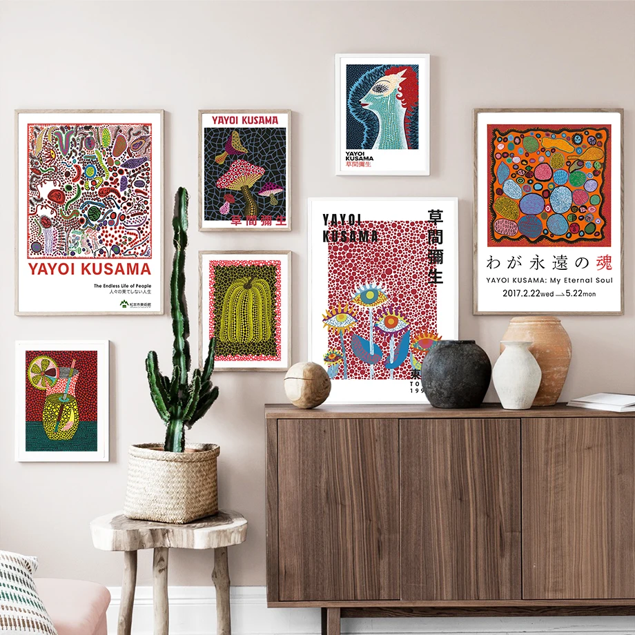 

Wall Art Canvas Painting Yayoi Kusama Colorful Abstract Flower Pumpkin Nordic Posters And Prints Wall Pictures For Living Room
