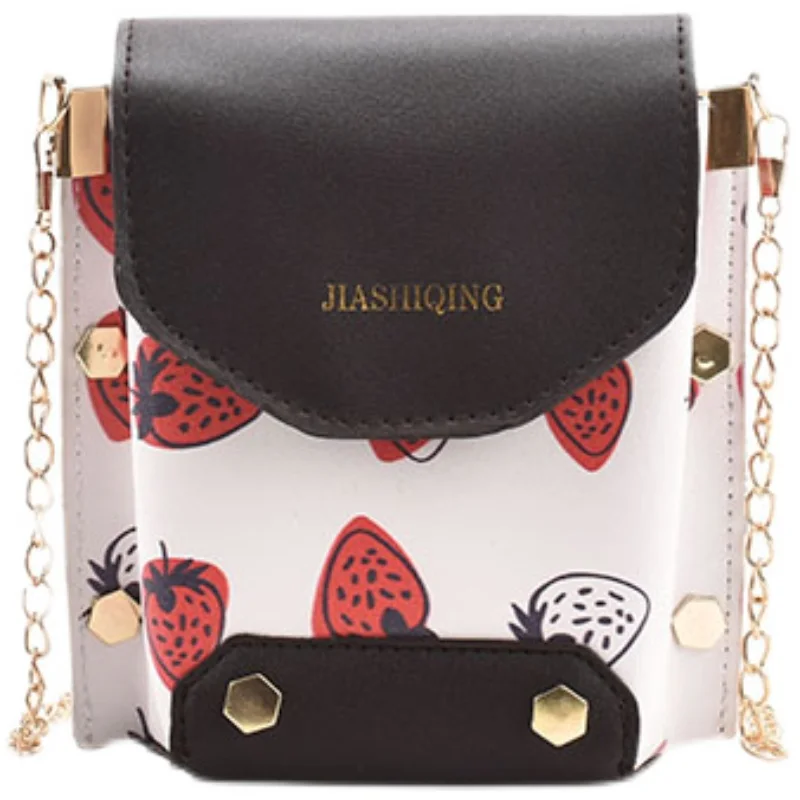 

Women Shoulder Bag Strawberry Print Designer Bag 2021 Fashion PU Leather Chain Crossbody Bag Girls Cute Fruit Purses and Handbag