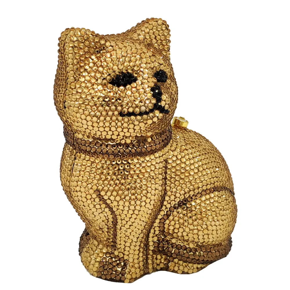 Женский клатч-минодьер Boutique De FGG золотистый клатч с котом и кристаллами вечерние