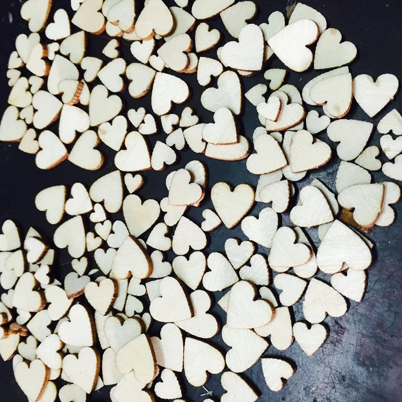 100 шт 4 размера смешанные в форме сердца деревенские деревянные пуговицы