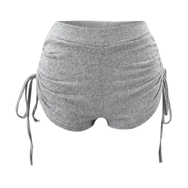 

Women Crop Tops Autumn Sexy Two Piece Set Flannel V-neck Pleated Long Sleeve Drawstring Shorts Suit Casual Outfit Sets