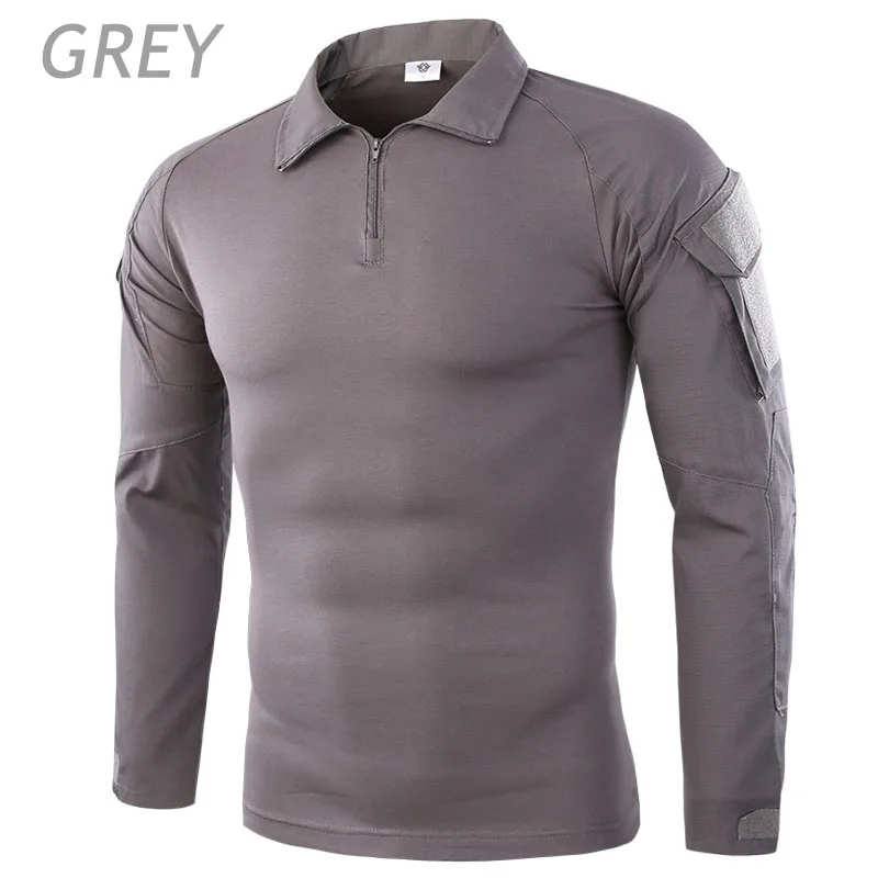grey Уличные осенние зимние мужские походные футболки камуфляжные тактические боевые разноцветные футболки походные треккинговые теплые ветрозащитные футболки - Цвет: grey