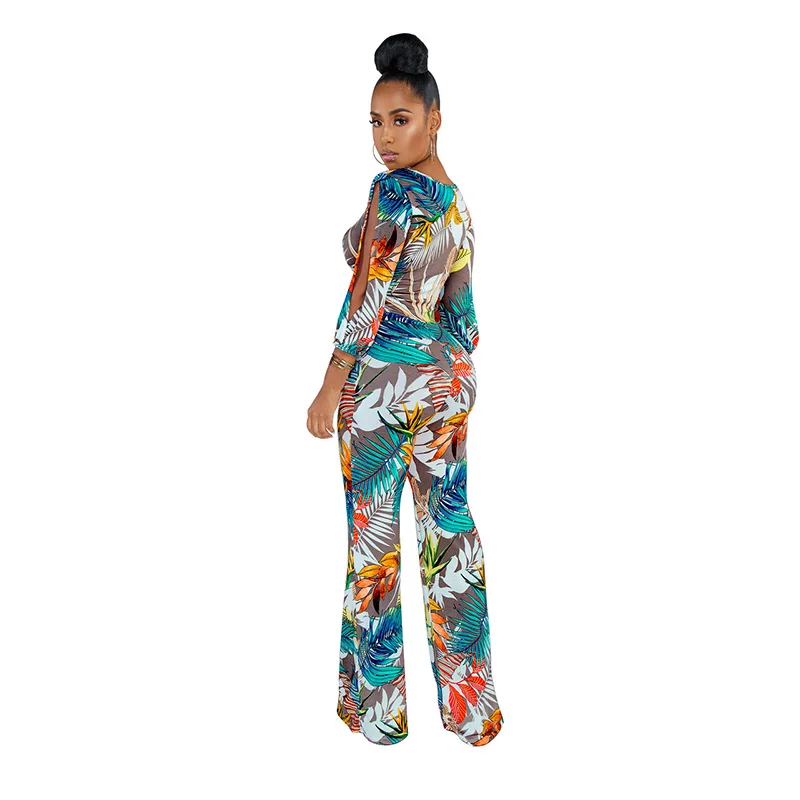 Женский комбинезон с цветочным принтом Echoine вырезами и завязками спереди длинные