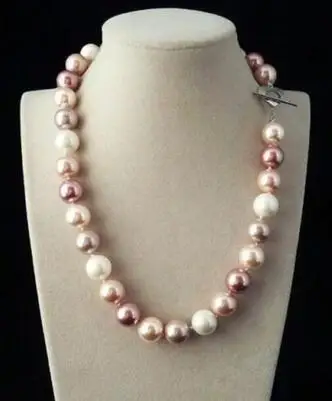 Огромное 12 мм подлинное кораллово-РОЗОВОЕ КРУГЛОЕ Жемчужное ожерелье 18 дюймов AAA