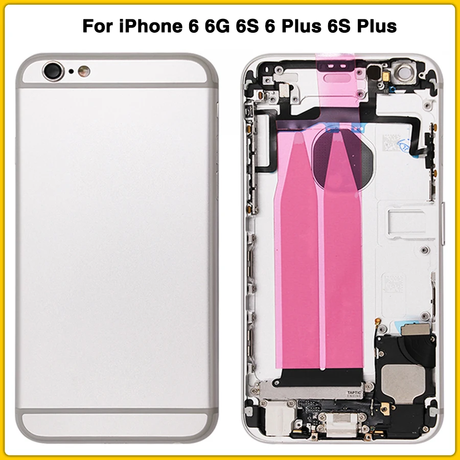 Чехол с полным корпусом для iPhone 6, 6G, 6 S, 6 Plus, 6S Plus, задняя крышка для батареи, задняя крышка для аккумулятора, средняя рамка, рамка, шасси с гибким кабелем