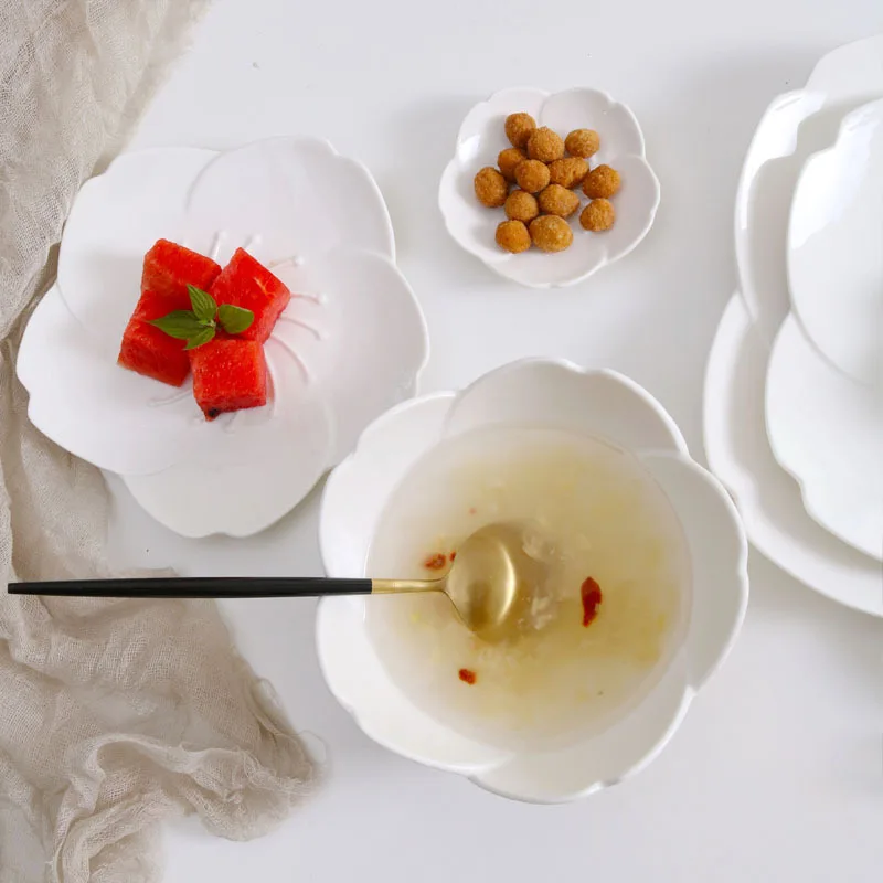 Японский стиль керамическая Сакура ужин набор розовый белый цветок форма