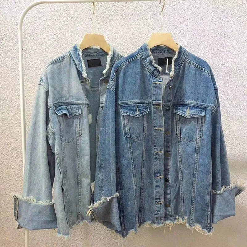 Весенняя Корейская женская джинсовая куртка Harajuka с расклешенными рукавами