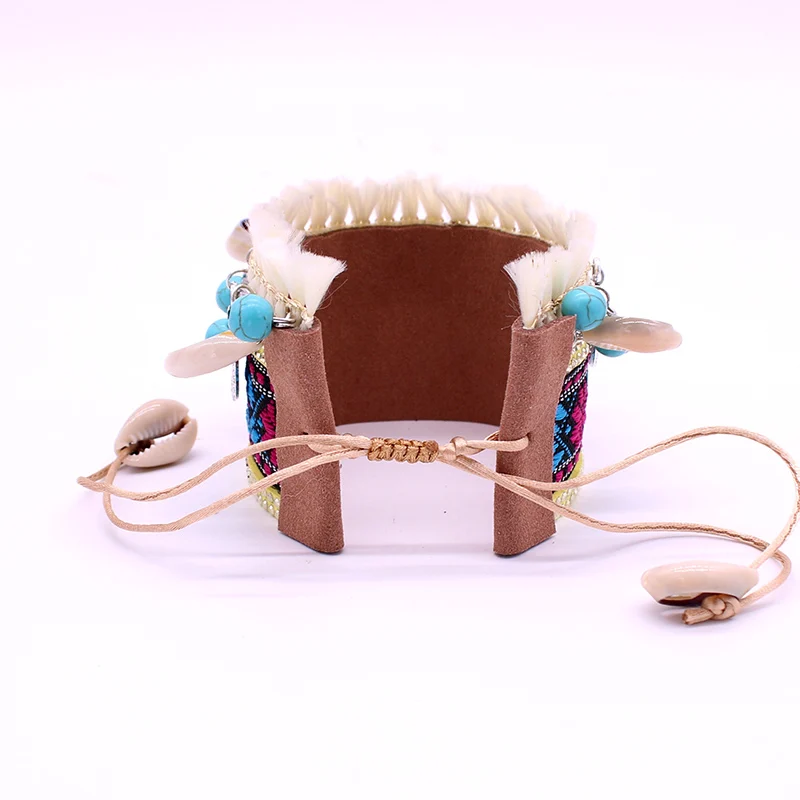 Кожаный браслет дружбы в богемном стиле женский ручной работы из сплава с