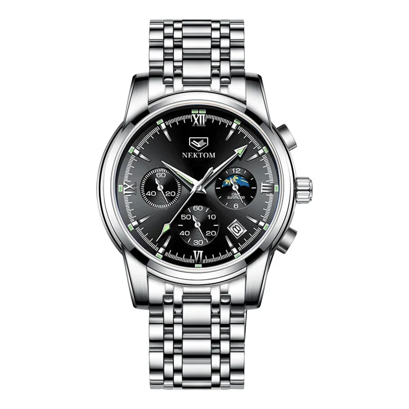 

NEKTOM high-end new watch men's cross-border business quartz watch steel band men's watch explosions