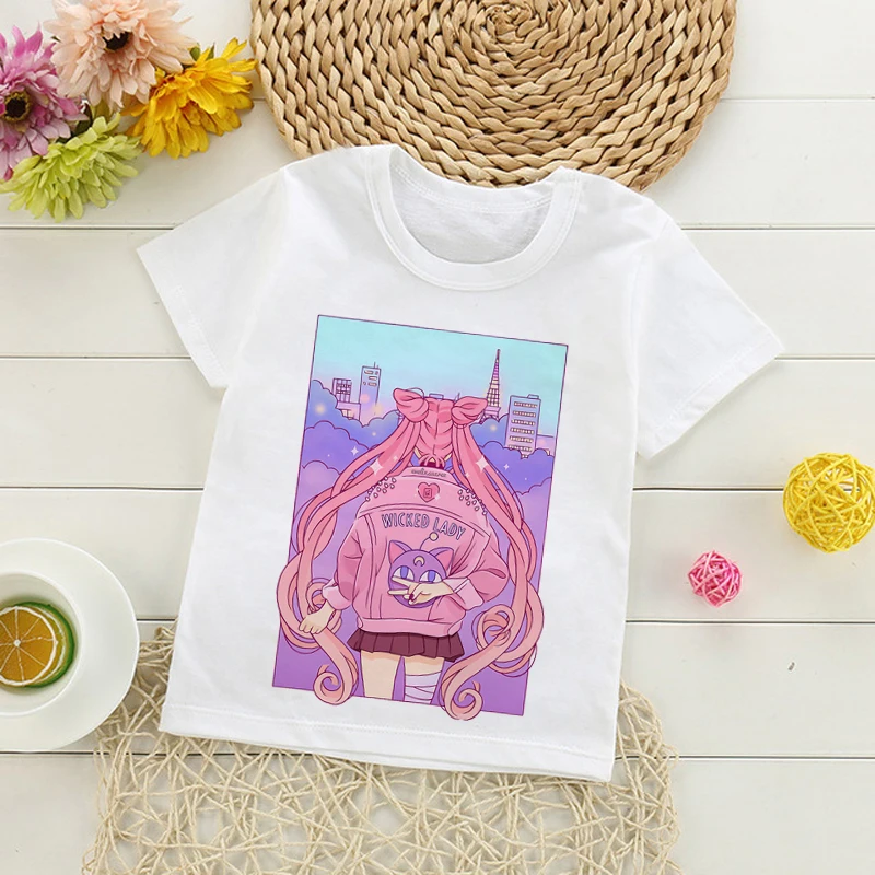 

Harajuku Girl Printed Kids T-shirt Baby Short Sleeve Toddler Top T Shirt Fashion Round Neck Casual Children Clothes 0594