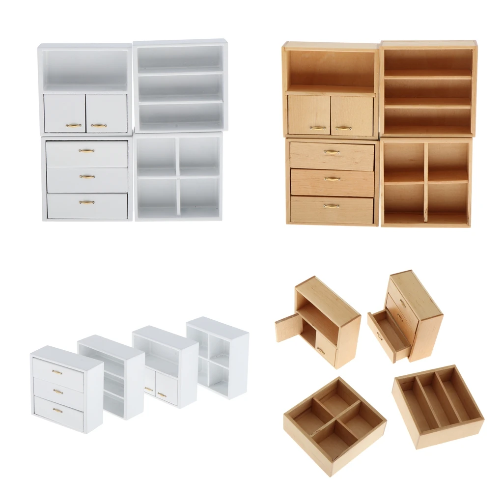 

12th Dolls House Miniatures DIY Combined Cabinet Bedroom Furniture Accessory