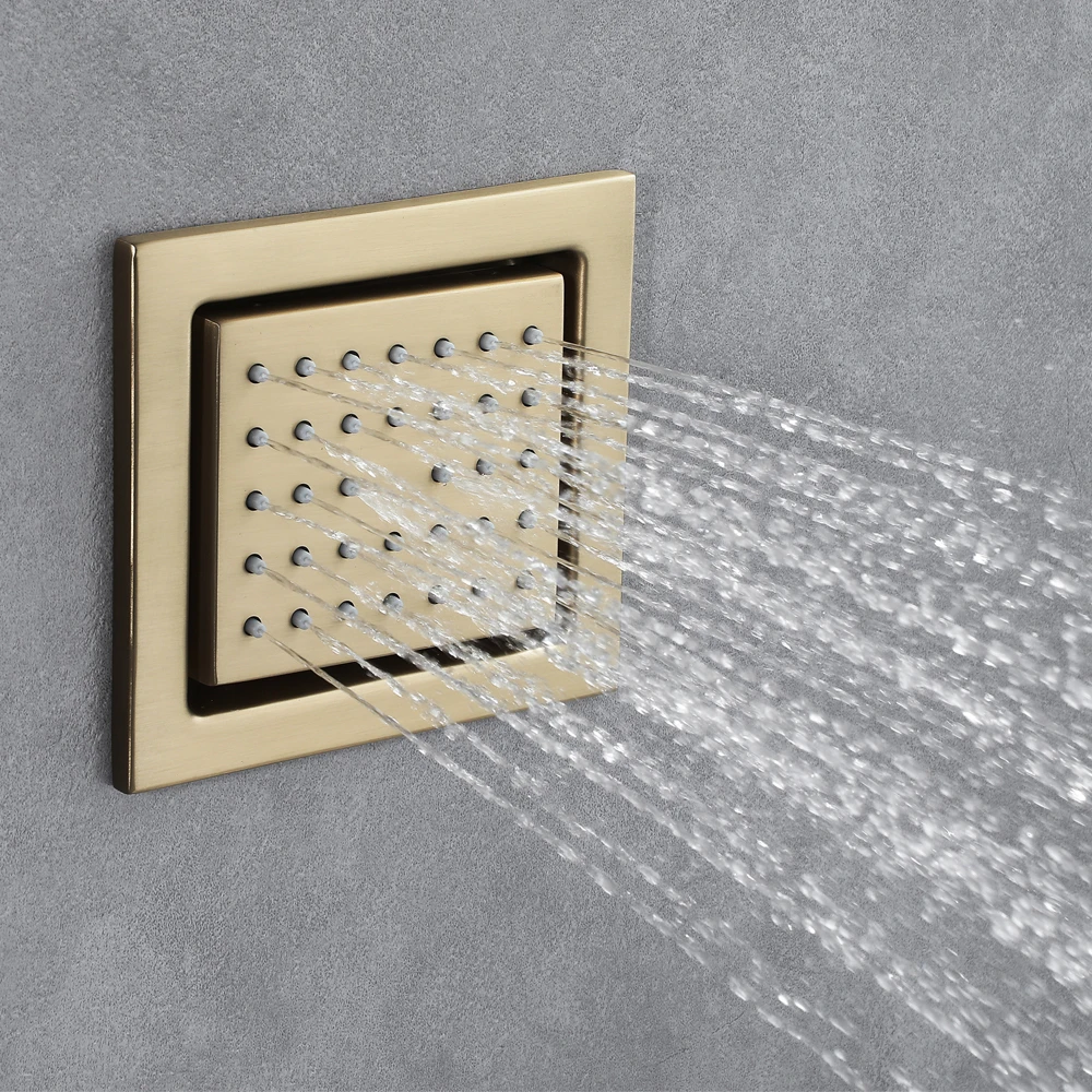 Villa Brushed Gold 20 Inch Rain Shower Panel Bluetooth Music 5 Functions System Thermostatic LED Ceiling Bathroom Faucets | Обустройство