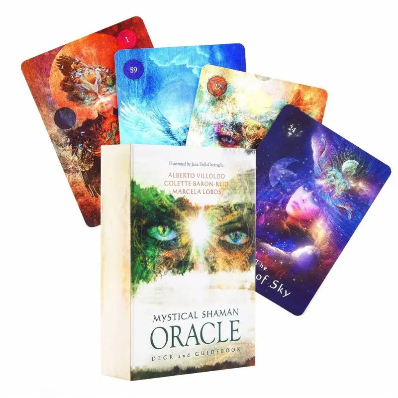 

New 64pcs Mystical Shaman Oracle Cards Deck Mysterious Fate Divination Tarot Cards Board Game