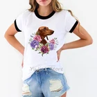 Женская футболка с принтом таксы и бабочки, летняя футболка в стиле Харадзюку с изображением собаки, топ в стиле панк