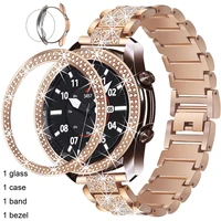 strap for samsung galaxy watch 3 41mm 45mm band case screen protector bezel ring 20mm 22mm jewelry strap bezel ring cover