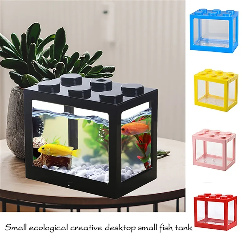 Mini Multicolor Stackable Building Blocks Ecological Creative Aquarium Fish Spider Tank Small Reptile Pet Box Home Decoration | Дом и сад