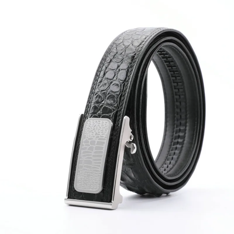 Authentic Exotic Alligator Skin Automatic Steel Buckle Men's Business Belt Genuine Real Crocodile Leather Male Waist Strap