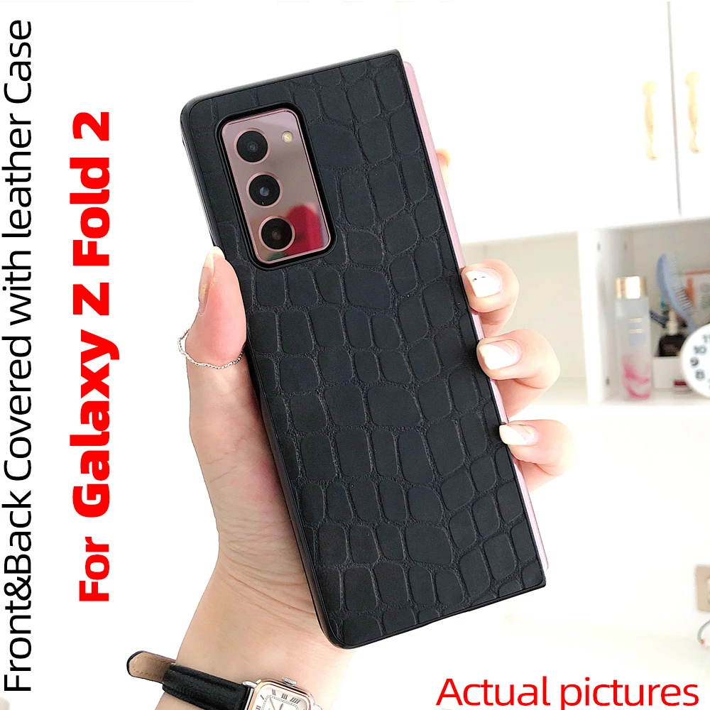

For Galaxy Z Fold 2 Case for Galaxy Z Fold2 5G front and back covered with crocodile leather Case For Galaxy Z Fold2 5G Case
