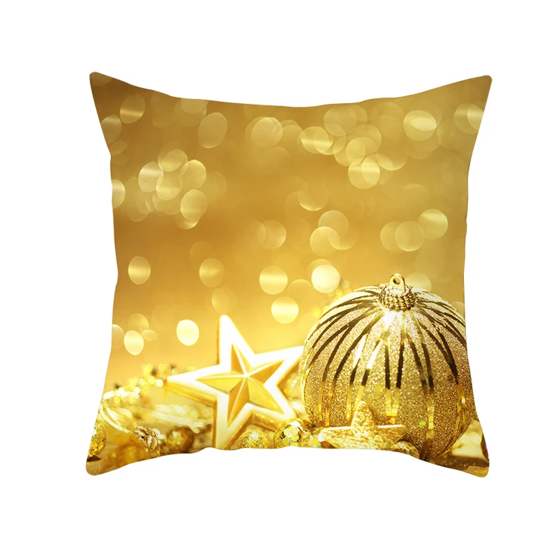 Fuwatacchi Gold Merry Christmas Cushion Cover New Year Gift Throw Pillow Covers for Home Sofa Decorative Pillowcases 45*45cm - Цвет: PC11956
