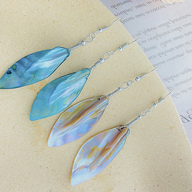 

Boho Handmade Shell Leaf Drop Earrings for Women Stainless Steel Jewelry Korean Wedding Dangle Statement Earring Party Wholesale