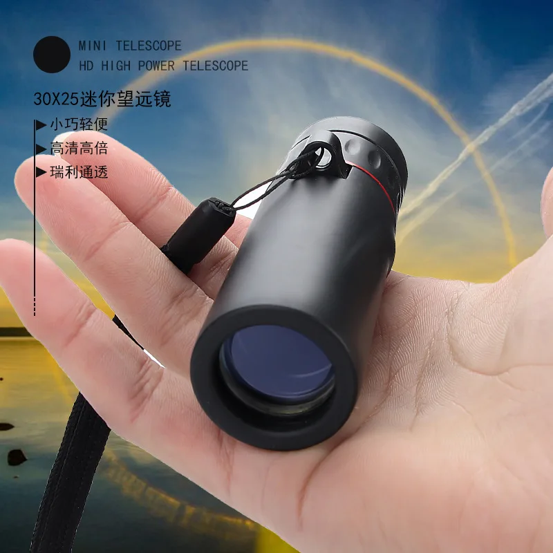 

30x25 HD Mini Portable Focusing Telescope Optical Single Tube Binoculars With Integrated Handle Strap Outdoor Hiking Telescope