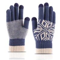 cashmere touch screen gloves winter men wool warm jacquard plus velvet thick finger knitted woolen mittens women