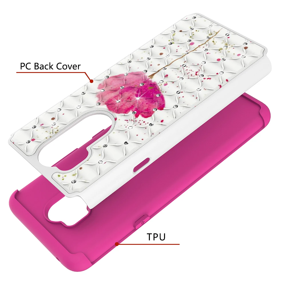 Чехол для LG G7 двухслойный силиконовый гибридный чехол с алмазным узором ThinQ