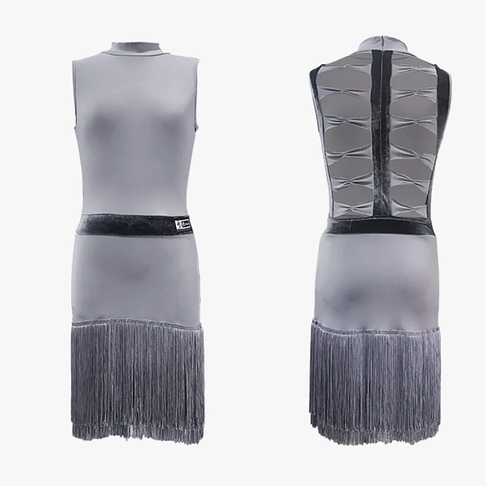 Платье для латиноамериканских танцев без рукавов с бахромой и кисточками H9290 -