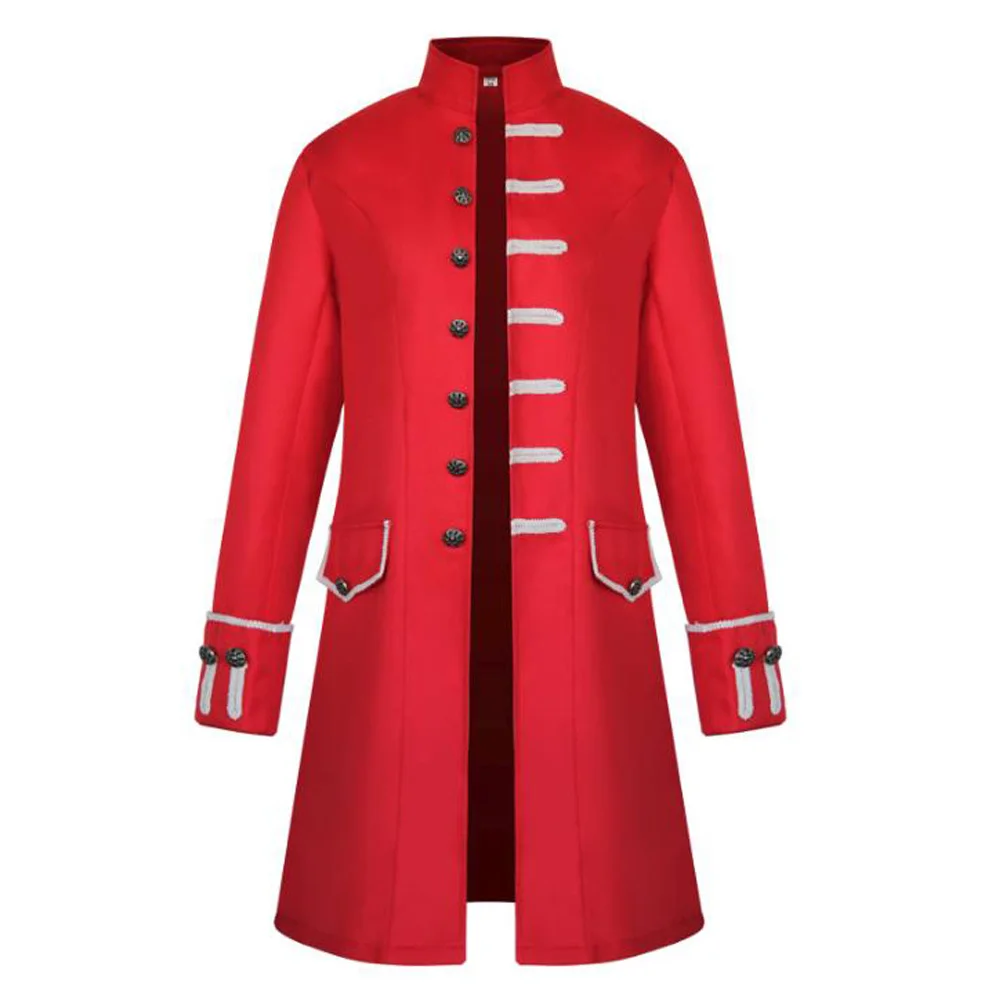 Gothic Men Jackets Black Single-Breasted Buttons Vintage Pirate Cosplay Coat Male Long Sleeve Renaissance Jacket | Мужская одежда