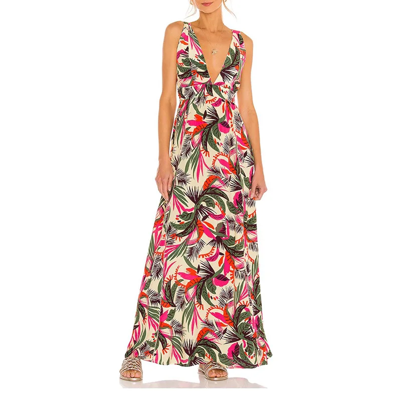 

MSXU Elegant Princess Dress Women Long Sleeve Sexy Flower Printed sleeveless Dresses Ladies 2021 women vestido de mujer