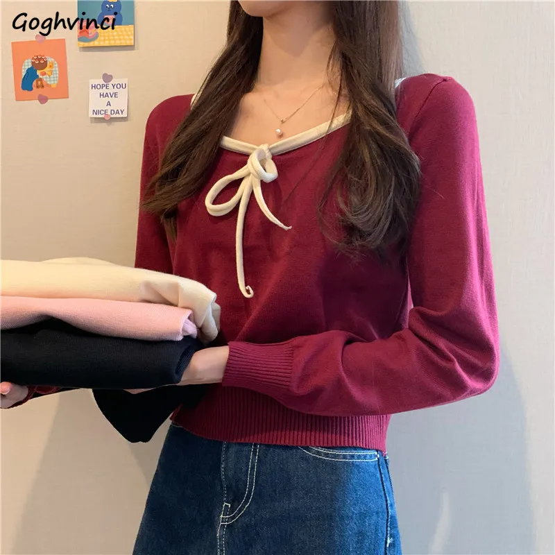 

Женский пуловер в стиле пэчворк с квадратным вырезом, облегающий вязаный свитер на бретельках, женская элегантная Универсальная мягкая оде...