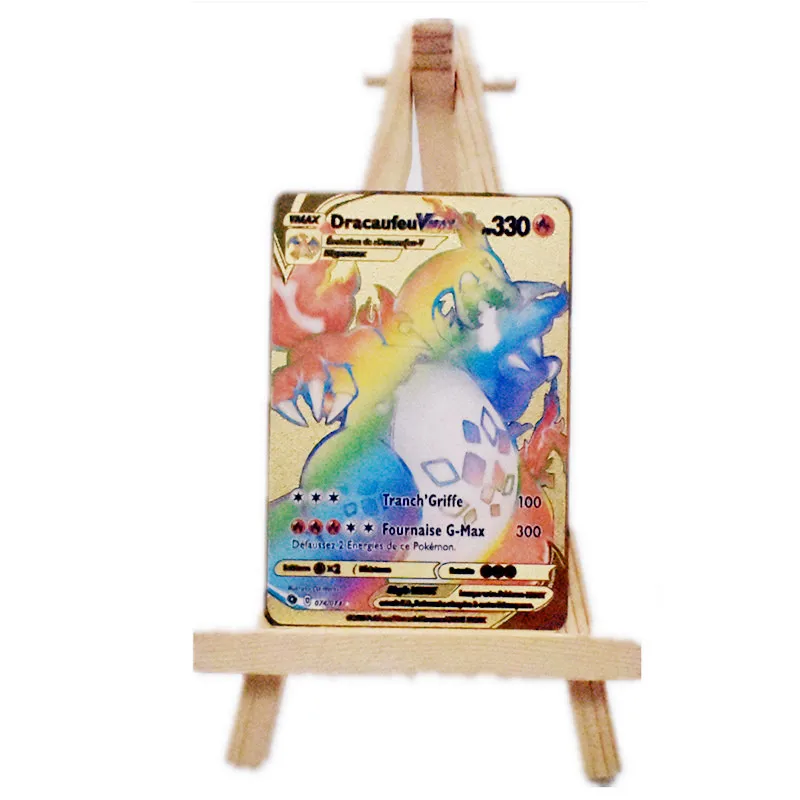 

Новинка 2021 года, французское аниме, Золотой GX EX Vmax, Charizard, металлическая карточка покемона, Пикачу, игра, коллекция боевых действий, Покемон, к...