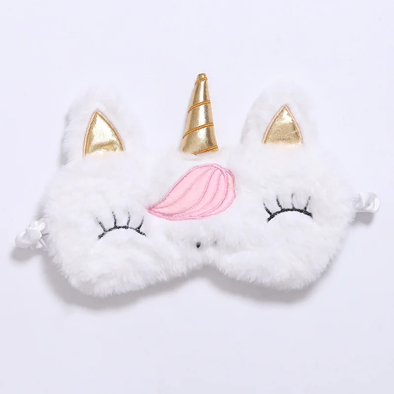 

CN Herb Pink Unicorn Eye Mask Gradient Seven Color Plush Eye Mask Shading Cartoon Eye Mask Travel Cute Free shipping