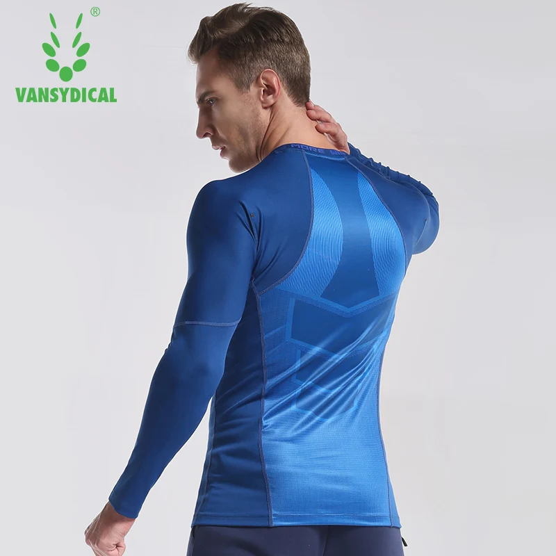 Vansydical Мужская компрессионная рубашка с длинным рукавом быстросохнущая для бега