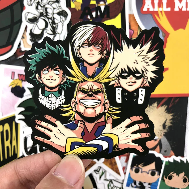 

100PCS My Hero Academia Stickers Anime Decals Stickers Gifts for Children to Laptop Suitcase Guitar Fridge Bicycle Car