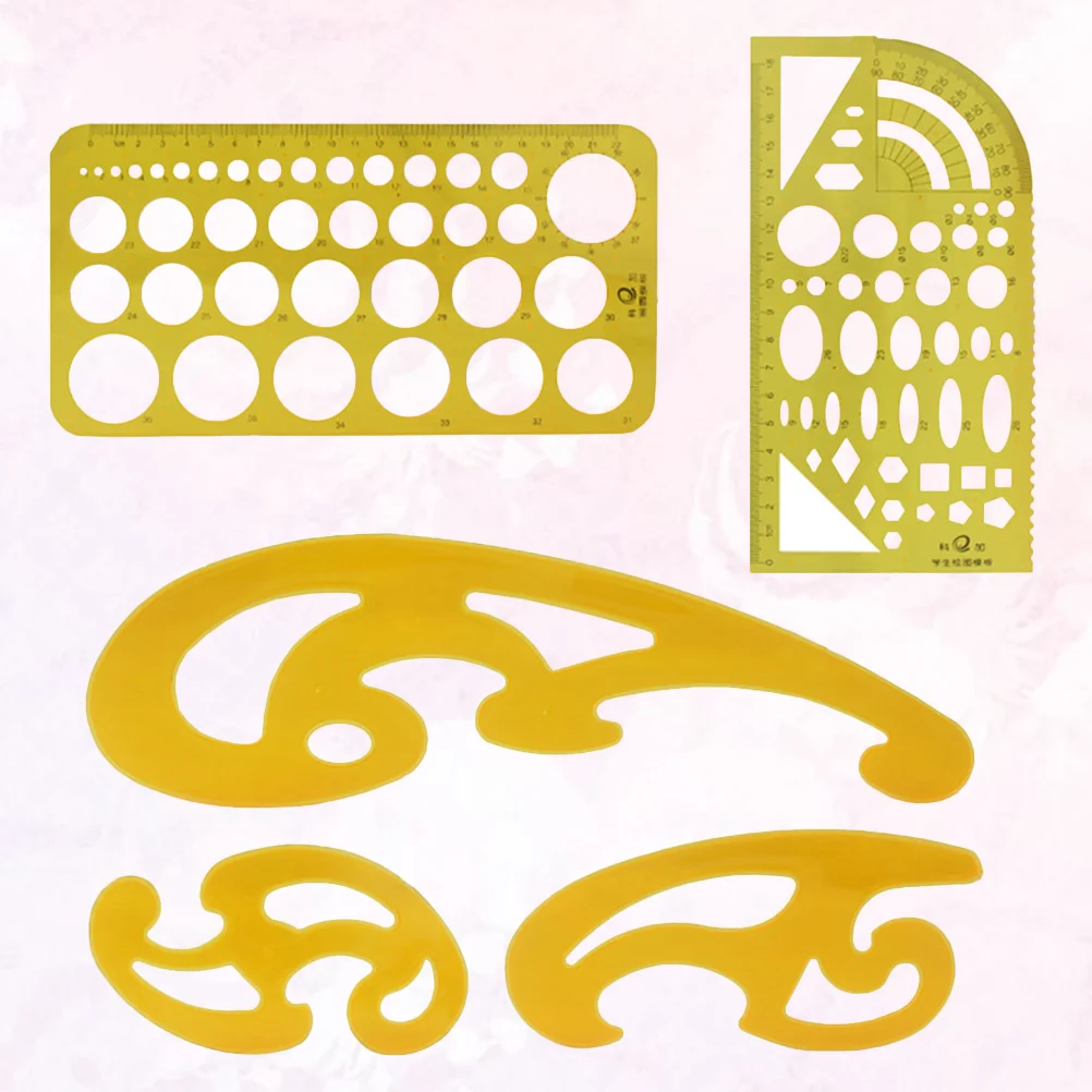 

Круглый шаблон для рисования, пластиковая рулетка, Геометрическая линейка, принадлежности для школы и офиса, желтая, 1 комплект