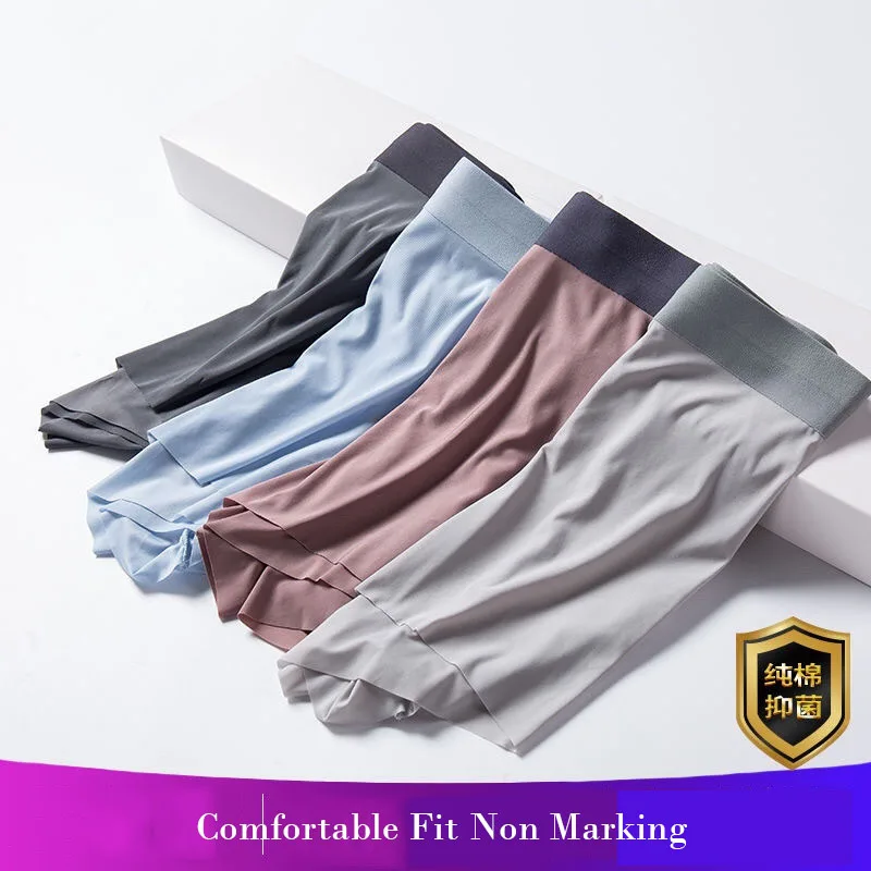 

Men Boxser Underpants Silk Underwear Boyshorts Breathbale Shorts Fit Non Marking Panties Fashion Men Boxer Briefs Plus Size 2022