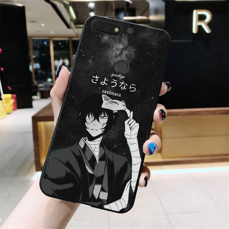 Мягкий чехол-накладка с надписью бродячие псы Bungou для Huawei Honor view 7a5.45&quot 7c5.7inch 8x 8a 8c 9