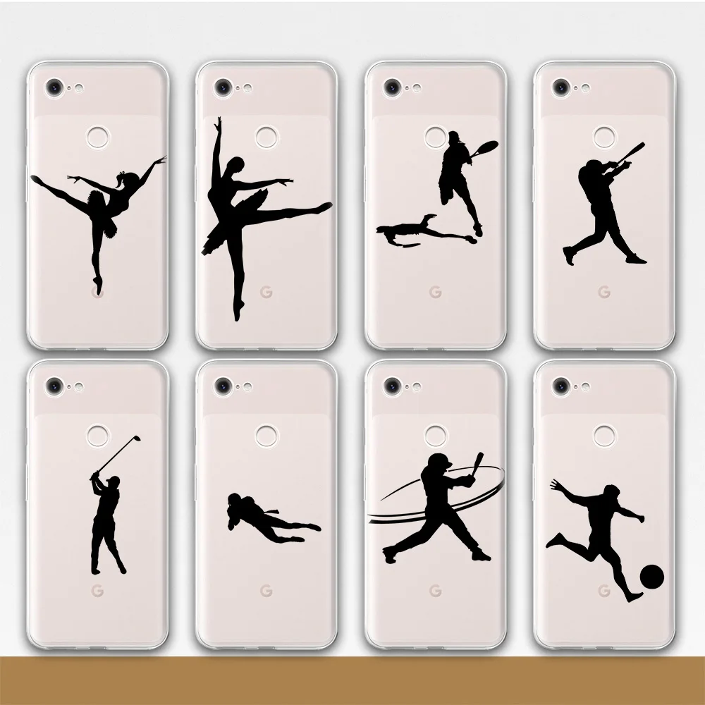 

Sports Silhouette Capa Case for Google Pixel 6 6Pro 5 2 4A 3A XL 4 3 2XL 3XL 4XL 5XL 5G Transparent Soft TPU Case Cover Coque