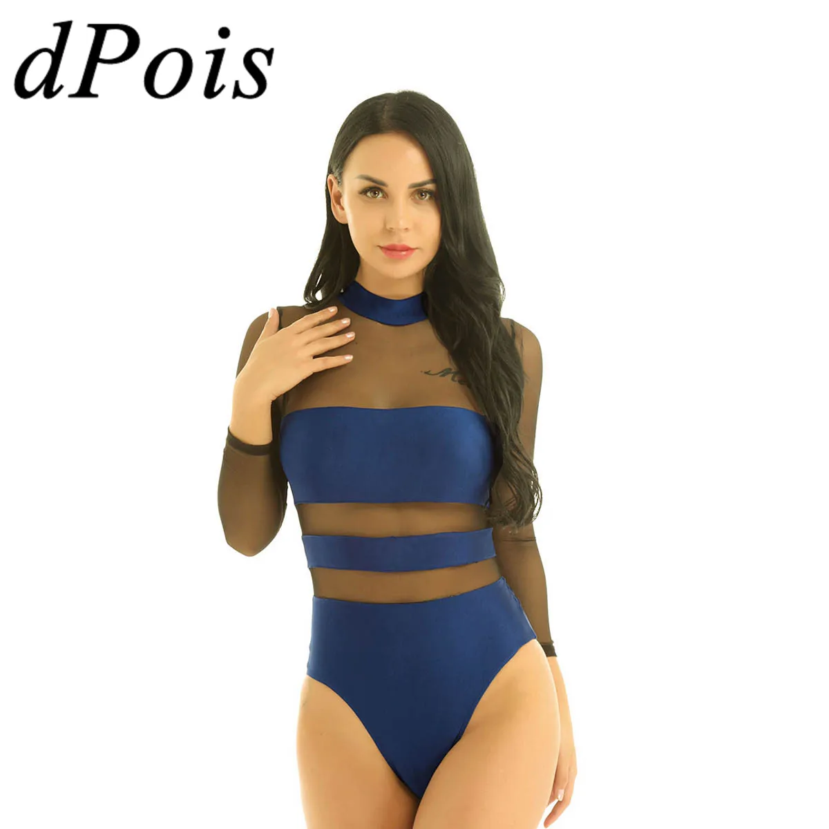 DPOIS женский прозрачный сетчатый купальник для латиноамериканских танцев