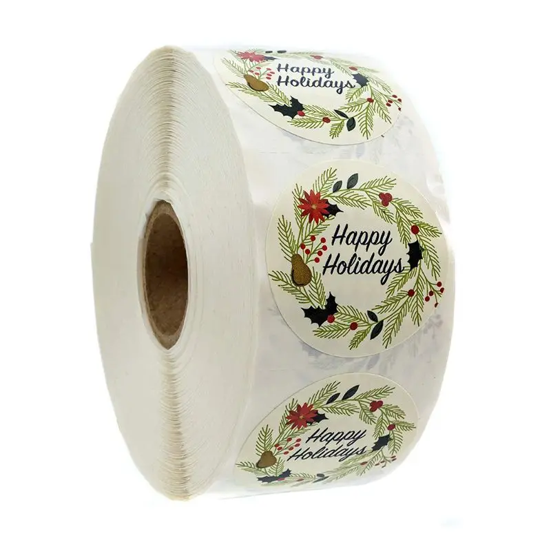 

500 шт./рулон уплотнительной Стикеры этикетки Happy Holiday липкий Стикеры s выпечки Бумага подарок Стикеры s праздничное украшение для подарка
