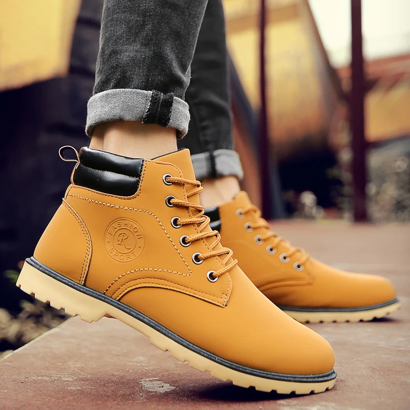 Осенне-зимняя обувь; мужские Ботильоны; модная обувь; мужские повседневные кроссовки; цвет синий, желтый; модные ботинки в британском стиле; повседневная обувь