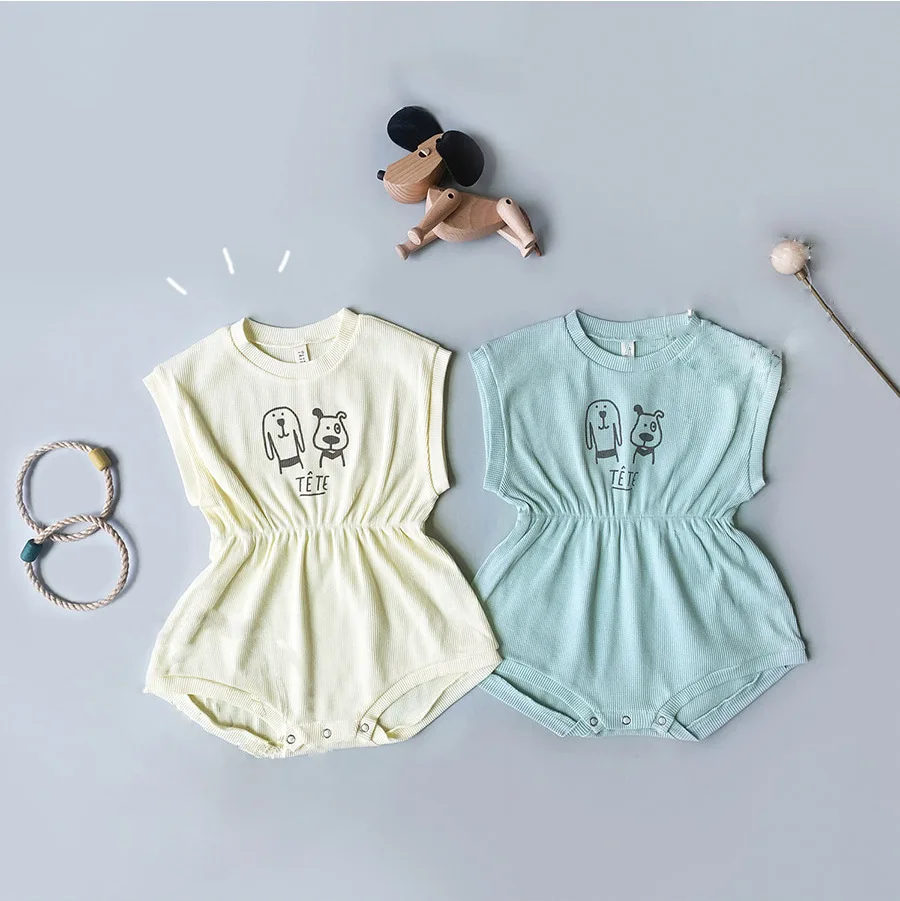 

Summer New Baby Cartoon Printing Dog Romper Infant Cotton Comfortable Rompers Newborn Boy Round Neck Short Sleeve Jumpsuit