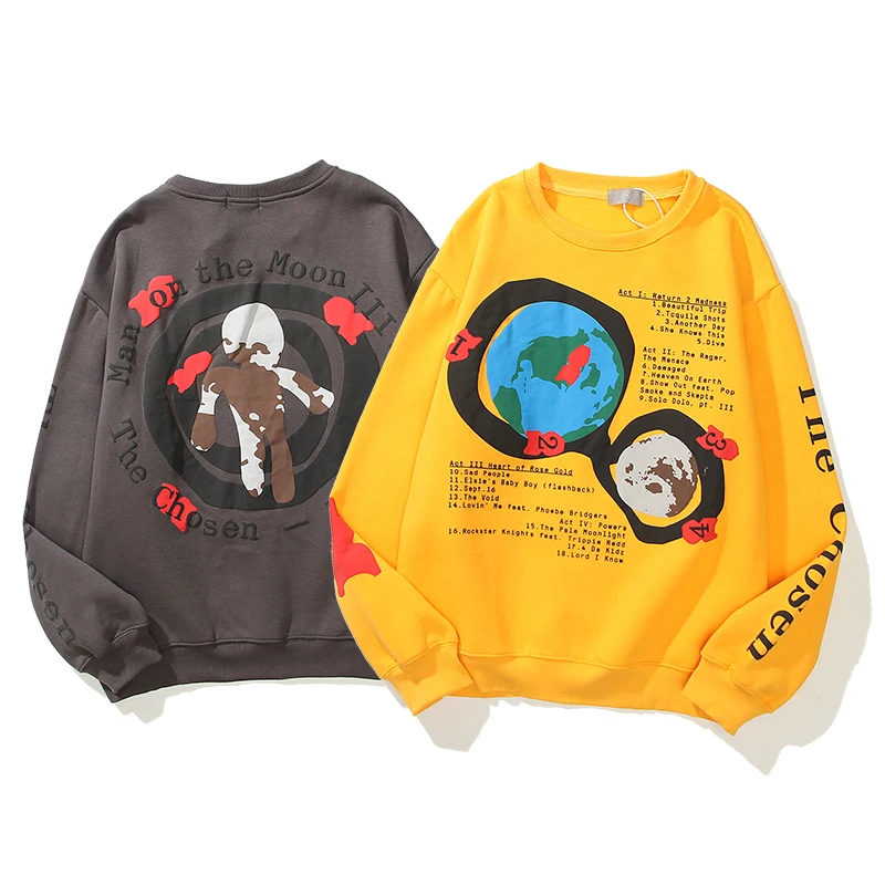

High Streer O Neck Graffiti Letter Foam Kanye Hoodies Mens Oversize Fleece Hip Hop Casual Sweatshirt Loose Harajuku Baggy Hoody