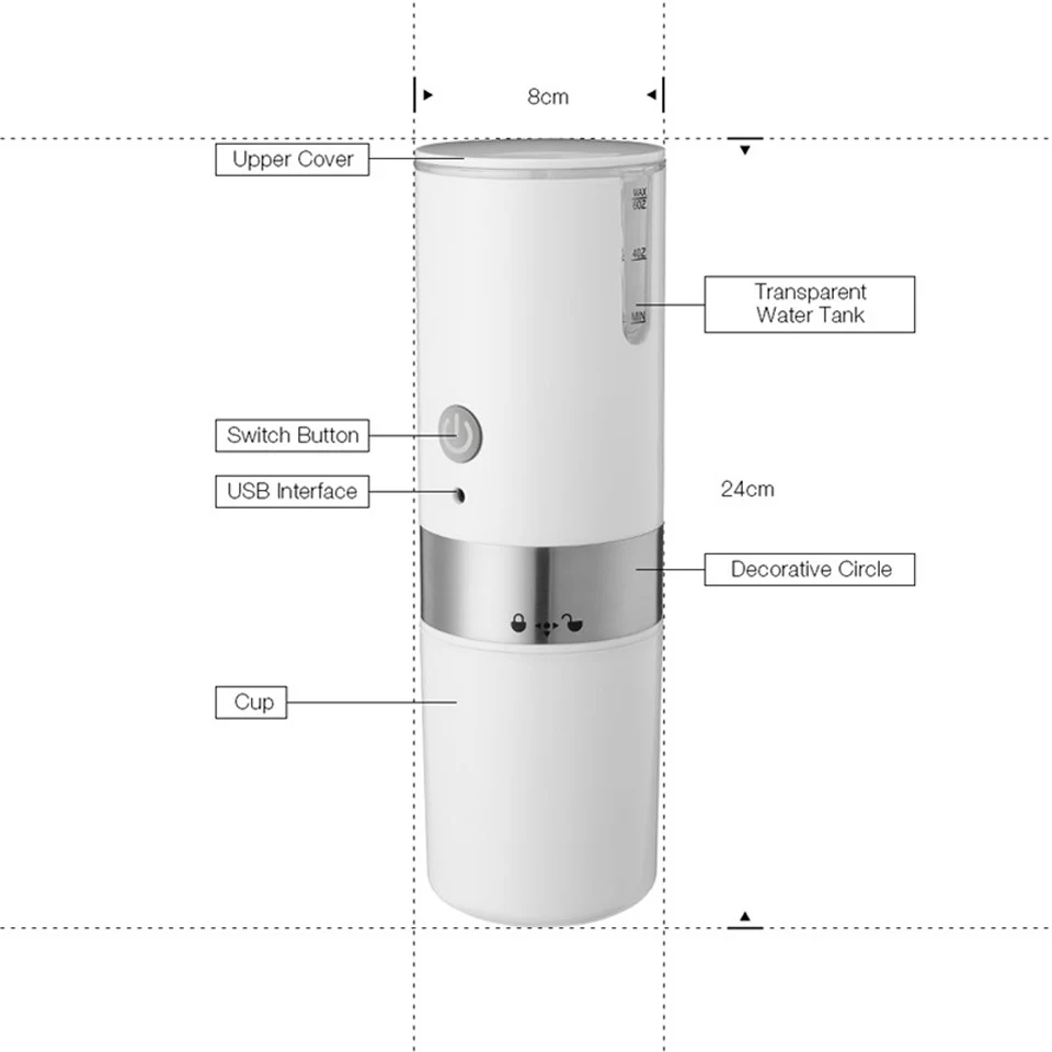 

Macchina per caffe portatile Capsule Expresso Maker con filtro incorporato USB elettrico da 200ml per viaggi domestici