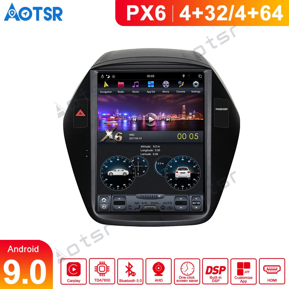 

Android 9.0 PX6 4GB Car GPS Navigation For Hyundai IX35 2009-2016 Stereo Headunit Multimedia Player Auto Radio Tape Recorder DSP