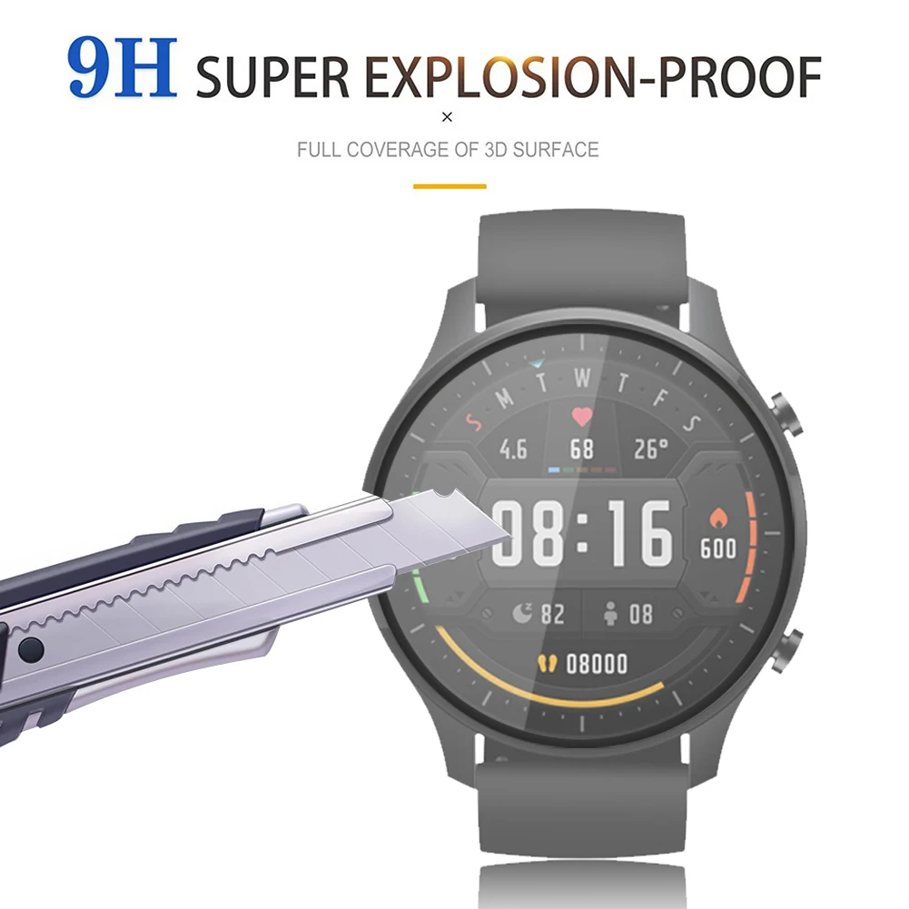 2pcs watch screen tempered glass for xiaomi color smartwatch transparent screen cover display protective film watch screen cover free global shipping