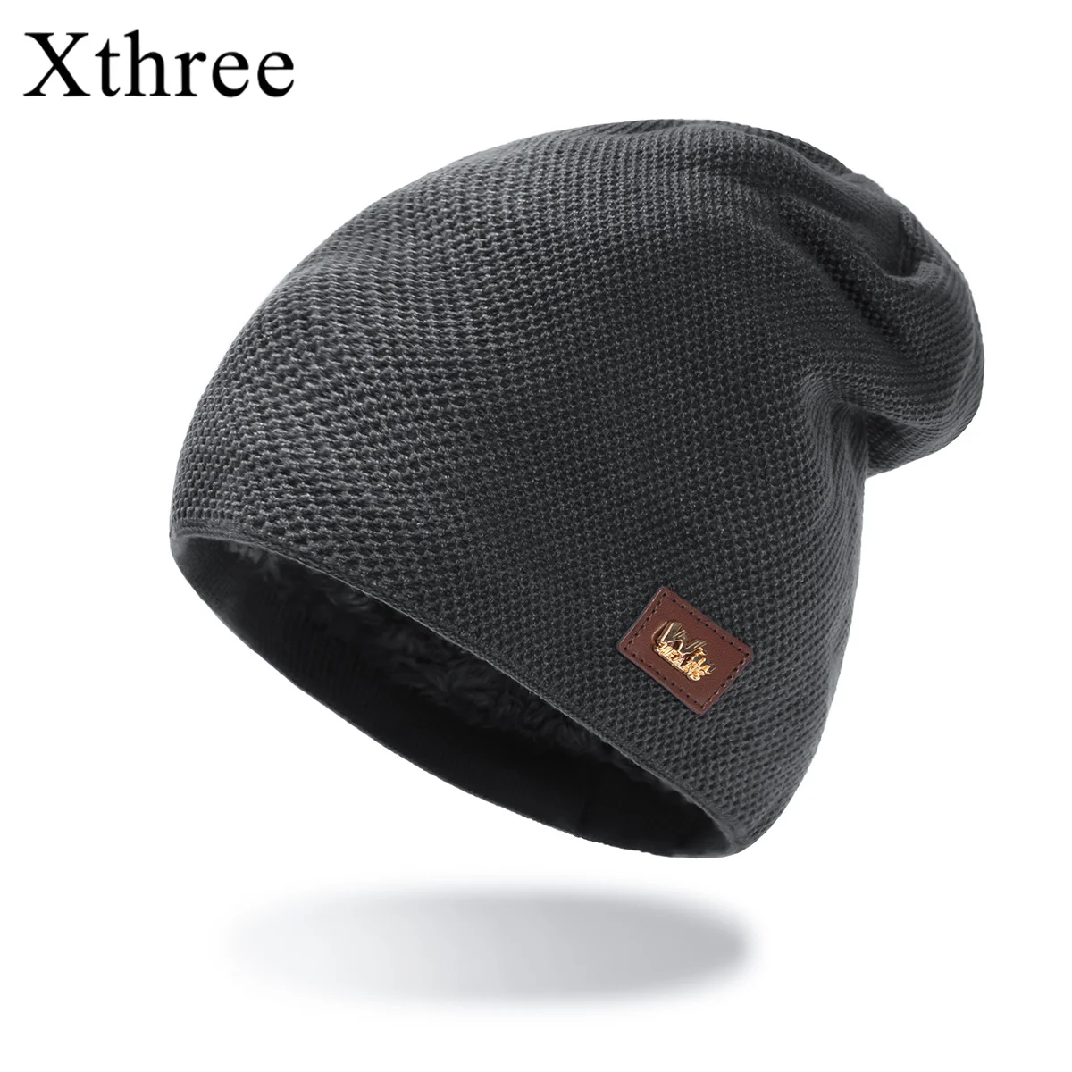 

Xthree Winter Beanies Hat for Men's Hat Knitted Skullies With Lining Wool Male Gorras Bonnet Winter Hats For Men Beanies Hats
