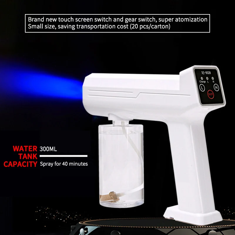 Wireless Gun Disinfectant Sprayer Nano Blue Light Steam Atomizing Fogger Handheld Sterilization Nebulizers Sanitizing Spray USB