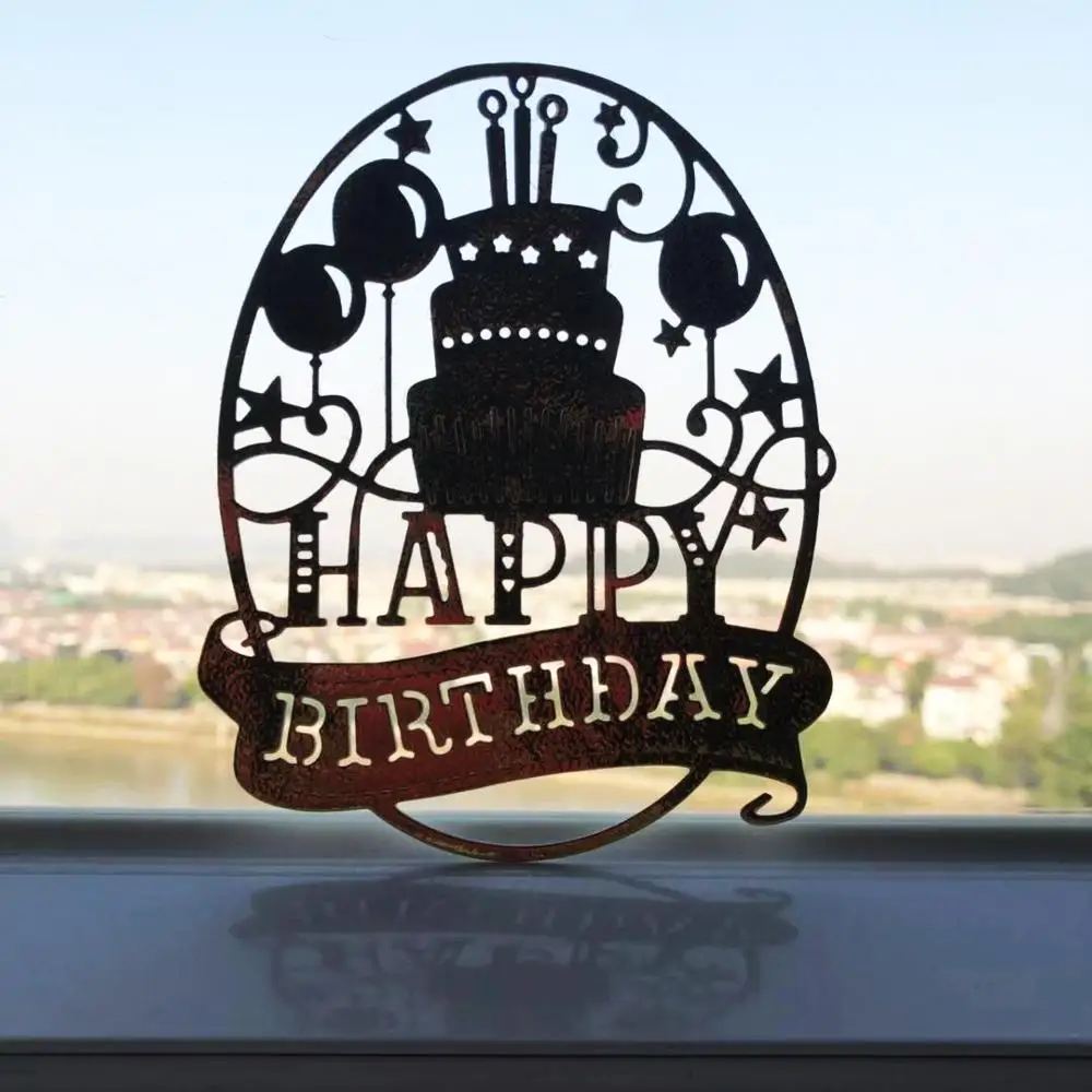 Новый с днем рождения торт поздравительная открытка металлические режущие